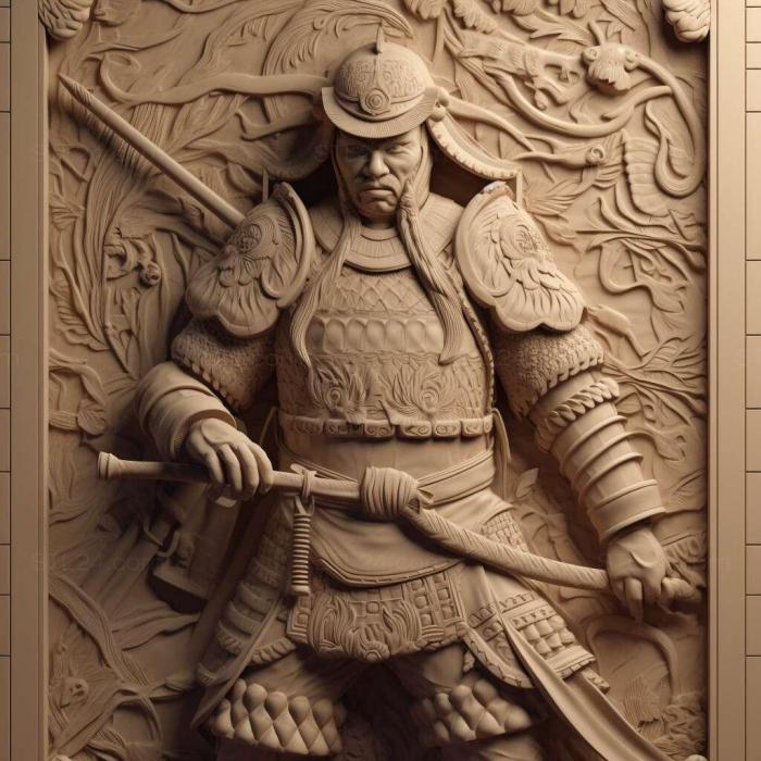 Персонажи (Воин - самурай 1, HERO_413) 3D модель для ЧПУ станка